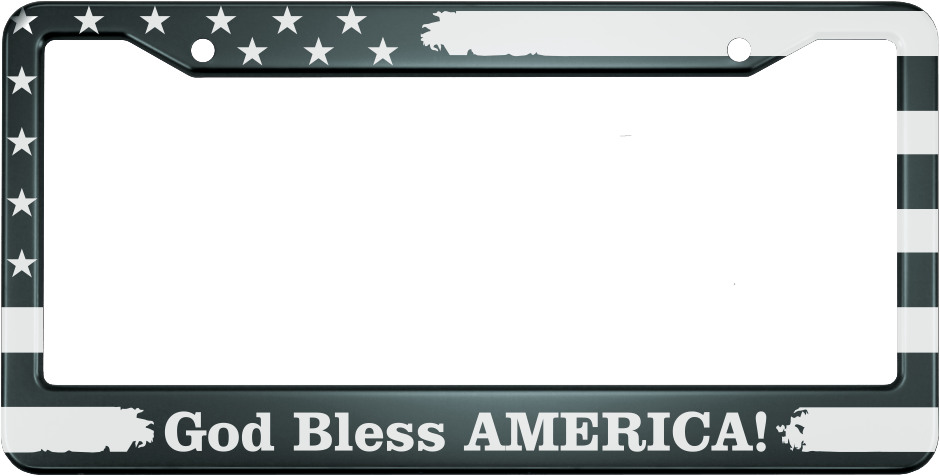 God Bless America! - Aluminum Car License Plate Frames